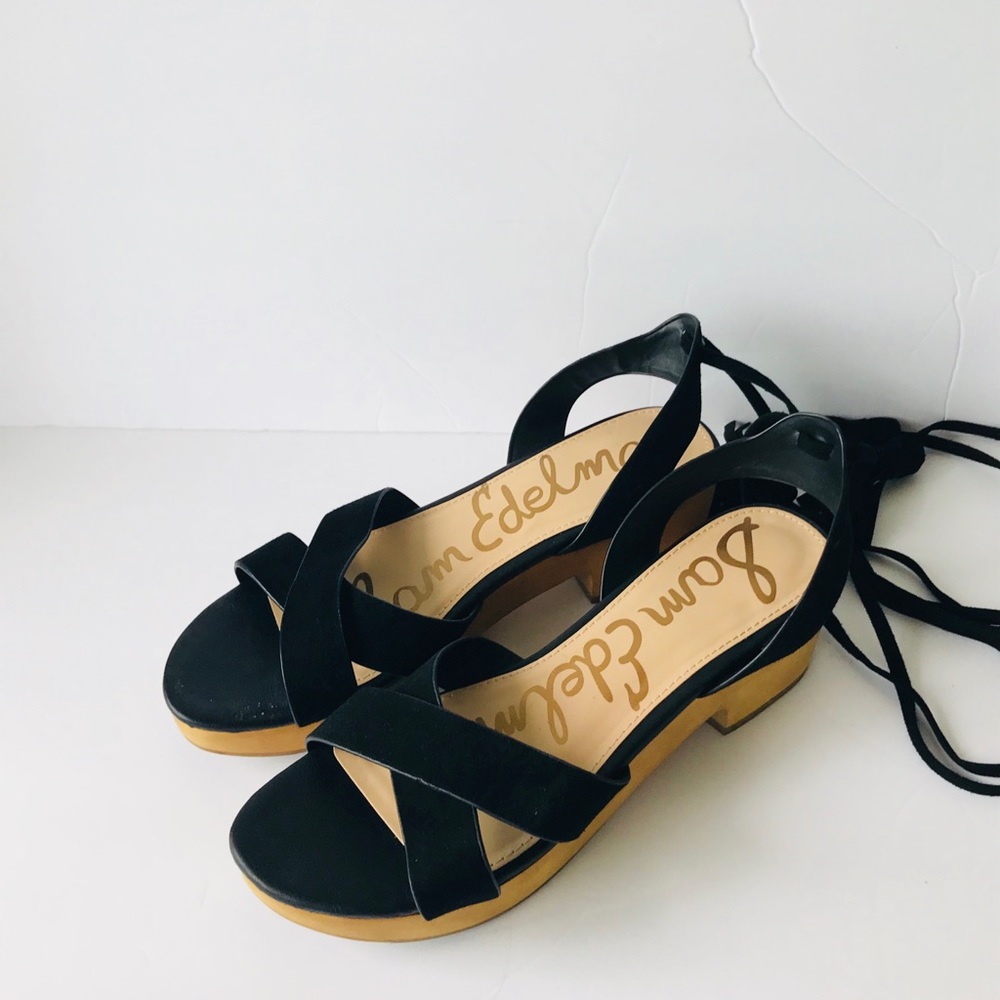 Sam Edelman Black lace up Clogs sandals size 8.5 - Picture 2 of 8